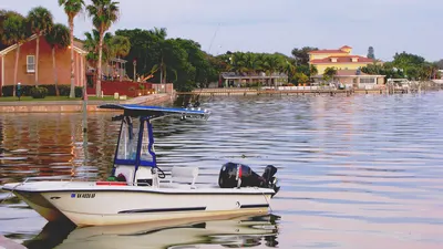 Boat on the water at Maximo Point, St. Petersburg, near Bay Vista Park